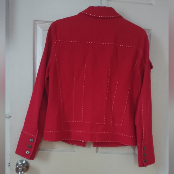 C Concept Women's 8 Red Denim Jacket  Pre-owned Good Condition - Picture 3 of 9